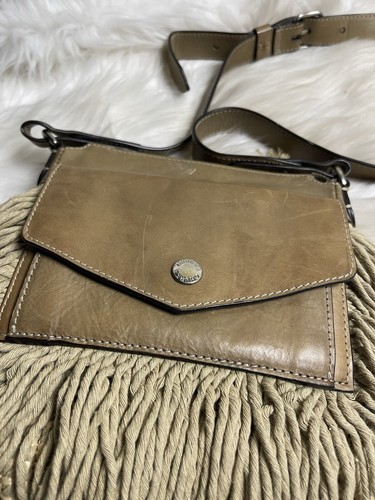Ghurka Leather & Textile Khaki Woven & Fringe Crossbody Bag - Picture 9 of 13