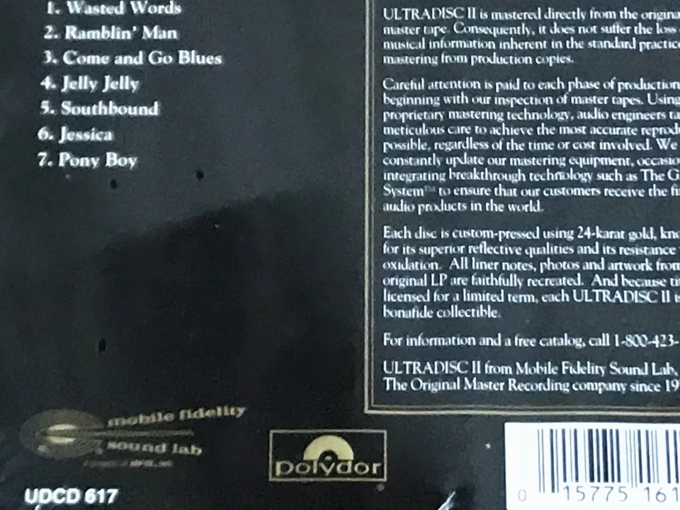 THE ALLMAN BROTHERS MFSL 24 KARAT GOLD CD ~ BROTHERS AND SISTERS ~ STILL SEALED! Foto 4 de 4