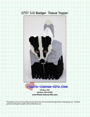 Badger 3-D Tissue Topper-Plastic Canvas Pattern or Kit