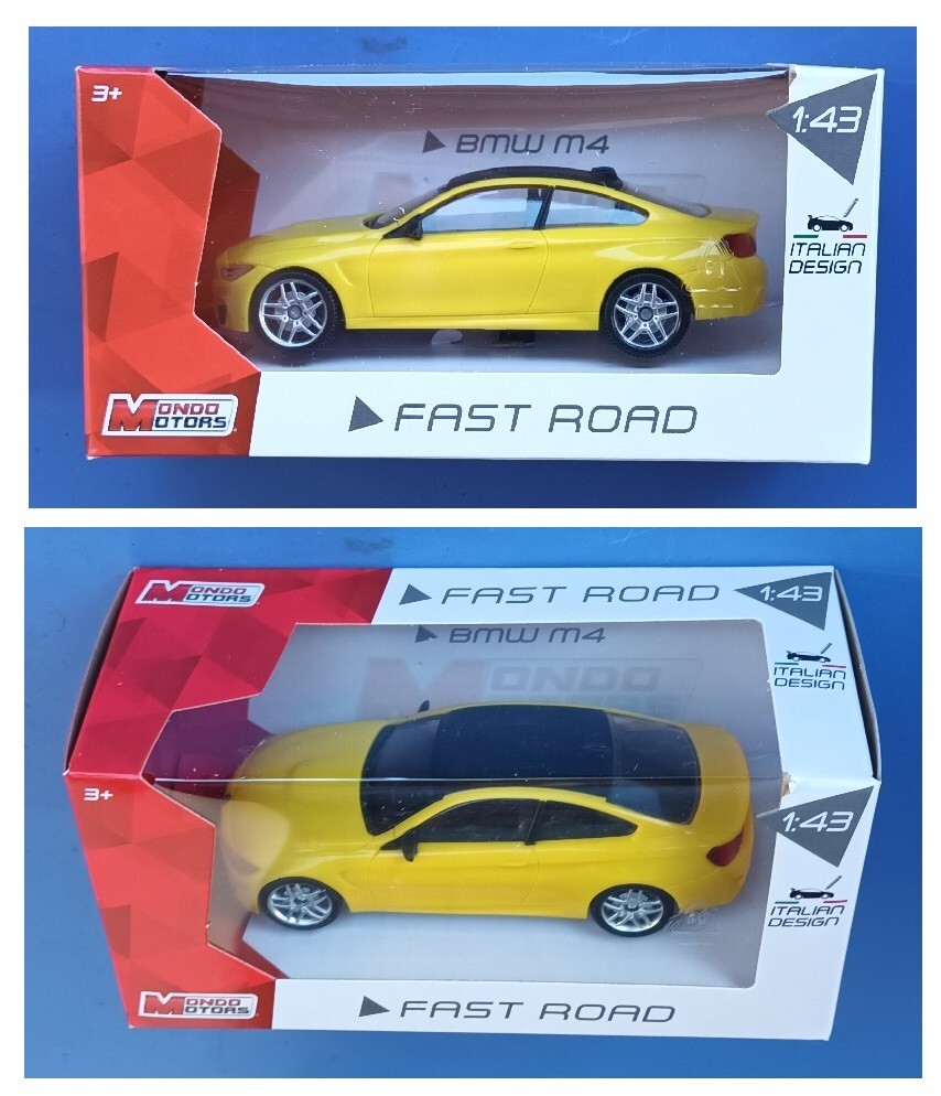BMW M4 Gialla 1:43 – Modellino Mondo Motors Fast Road, Carrozzeria Metallica, Design Italiano