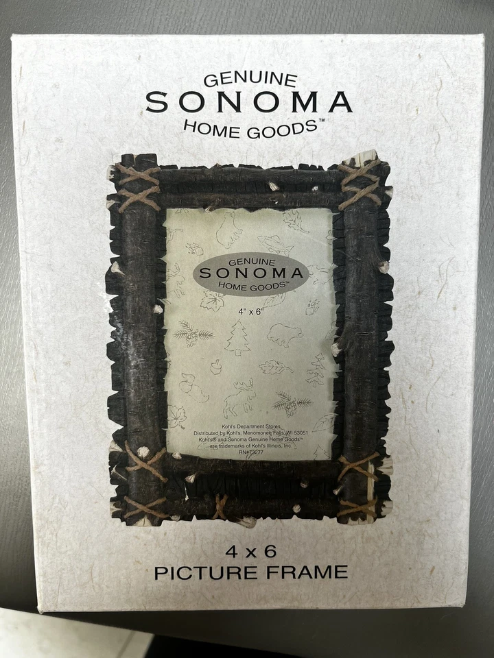 Marco de fotos de mesa Sonoma 4”x6” rústico cabaña de troncos albergue leñoso nuevo en caja Foto 2 de 4