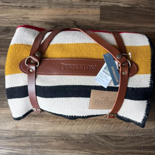 Pendleton Bridger Wool Throw Reversible Blanket Boulder Stripe 54x66" w/ Carrier - Picture 5 of 9