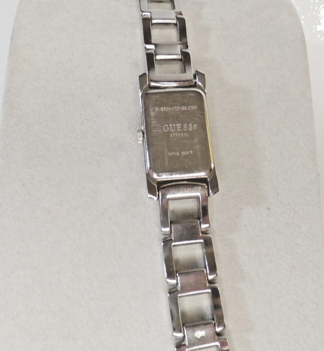 Vintage Guess Diamond Silver Tone Watch Black Dial Link Bracelet - New Battery - Picture 2 of 9