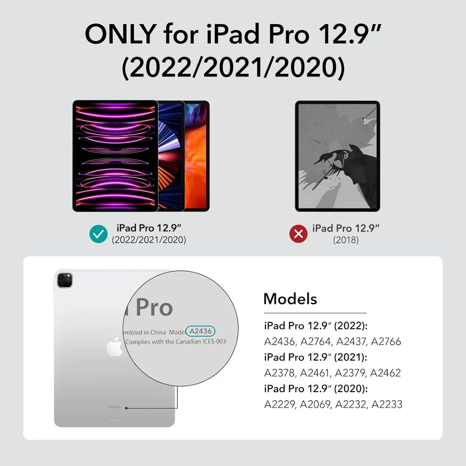 ESR for iPad Pro 12.9 Case, Magnetic Case for iPad Pro 12.9 inch (2022/2021/2020 - Image 3 of 4