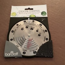 BarCraft Cocktail Compass with 12 Recipes Stainless Steel - Brand New
