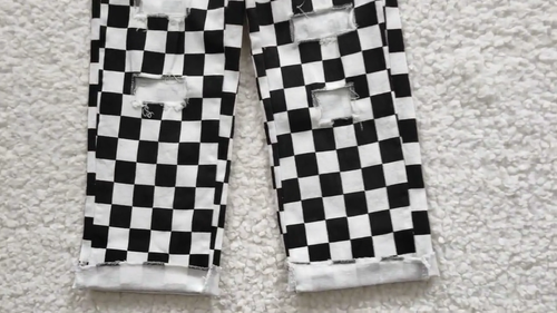 Baby Girls Checker Denim Bell Bottom Pants Flared Jeans Trousers - Video 1 of 1