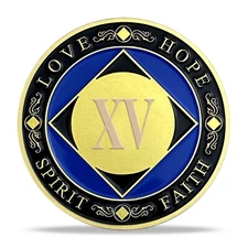 15 Years Sobriety Coin Narcotics Anonymous NA Recovery Medallions Sobriety Gifts
