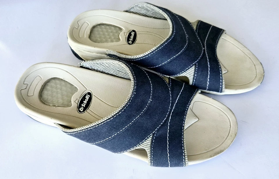 Sandalias deportivas Dr. Scholls 8M Pacific para mujer azul gris punta abierta sin cordones Foto 2 de 4