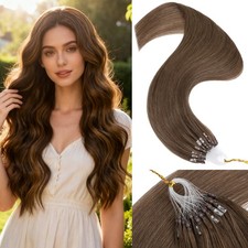 50s/100s Balayage Micro Loop Bread Ring 100 Real Human Hair Extensions 14"-24"