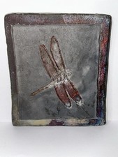 Dragonfly Faience Art Pottery Tile Dragonfly Tile Art Pottery Artist Signed