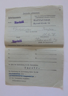 Fahrtausweis Dokument Rastatt Baden ca 1943 KFZ Marschlock 11