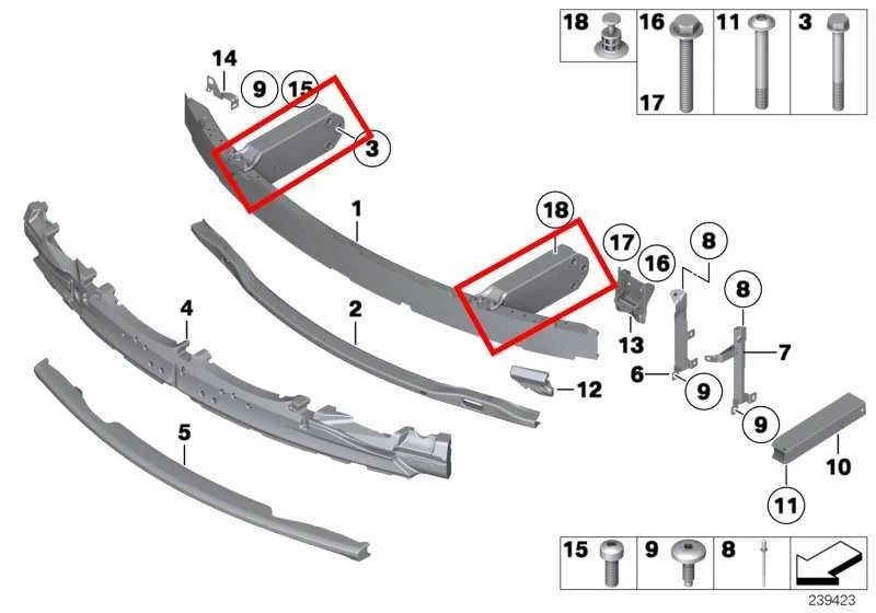 Barra de impacto refuerzo parachoques delantero derecho e izquierdo BMW 750Li xDrive 10-15 Foto 2 de 4