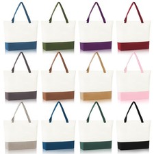 Image of 12 Pack Multi-color Blank Canvas Tote Bags Bulk 17.5 x 14.5 Inch Reusable Gro...