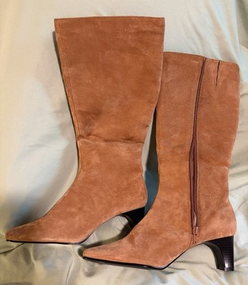 AJ Valenci Women's Leather Knee High Riding Boots Tan Rocco Zip Size 8M