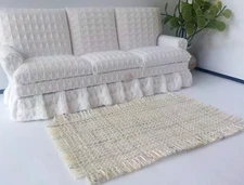 Dollhouse Miniature Handmade Cream Area Rug/Carpet/Rug 1:12 Scale