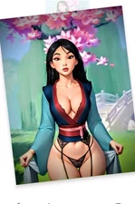 Vv FanArt Card aceo Print 2.5x3.5" Waifu Limited Ed Princess Mulan Chinese