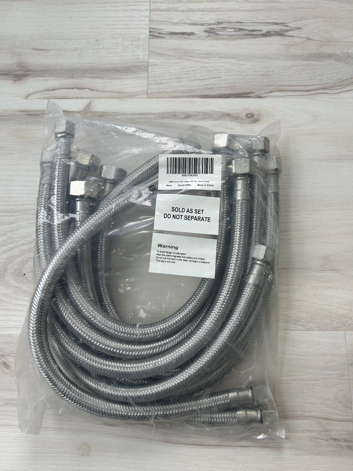 Plumbing Lot 10 pcs 1/2"FIP X 3/8"Comp X16"  SS Faucet Supply Connector Lines