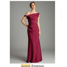 Azazie Burgundy Emerson Off Shoulder A Line Dress Plus Size 8 Formal Wedding