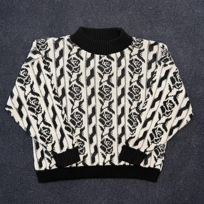 Vintage G.F.C. LTD. Sweater Womens Large Mock Neck Rose Tight-Knit Pullover