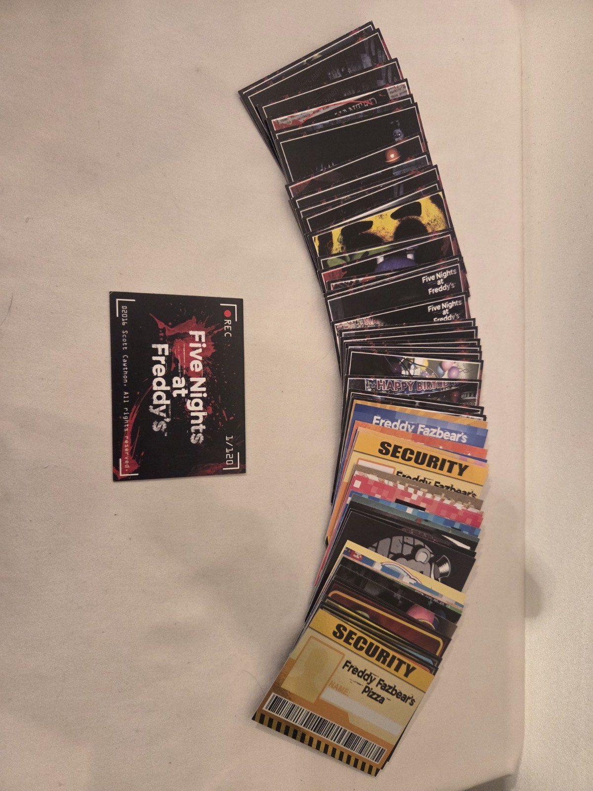 Five Nights At Freddy's FNAF Trading Cards 2016 Lot Of 60