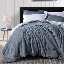 Chezmoi Collection Chambray Cotton Lightweight Comforter Set King Size 3-Piece S