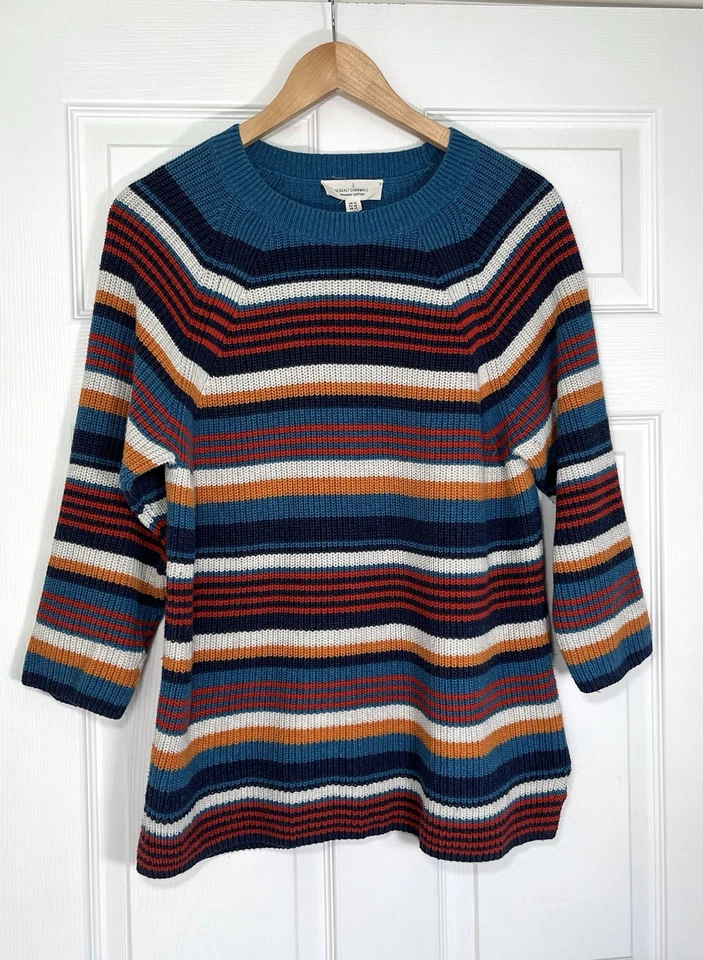Seasalt Cliff Pass Jumper Cardigan Organic Cotton Stripped Multicoloured Size 14 - Image 3 of 4