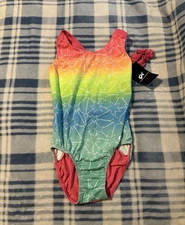 NWT Adult Small GK Elite Choice of Champions  rainbow ombré leotard