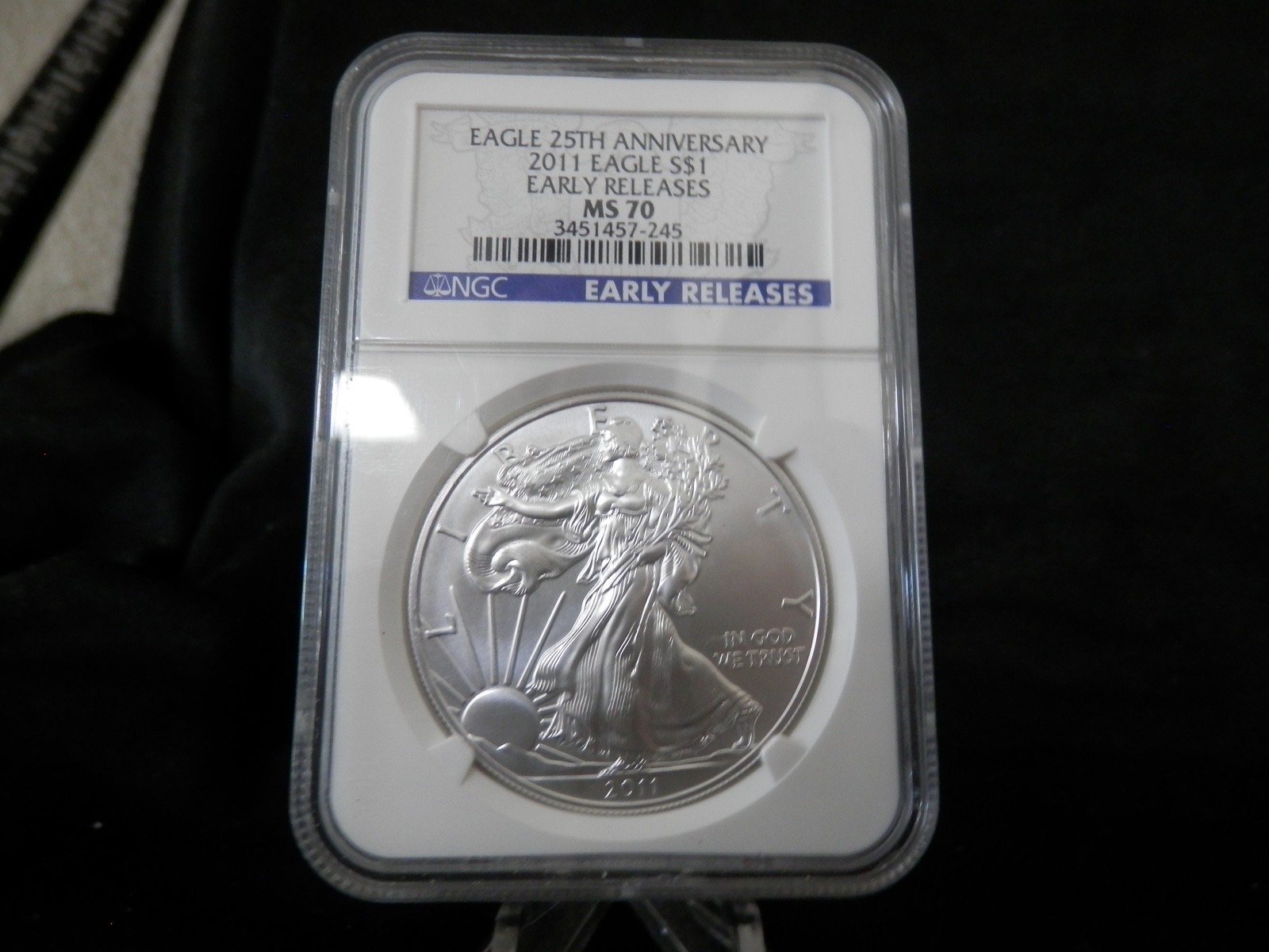 2011 Silver Eagle 25th Anniversary Set NGC MS70 Early Releases Blue Label