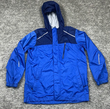 LL Bean Rain Jacket Kids Youth Large 14-16 Blue Trail Model Lightweight Hooded