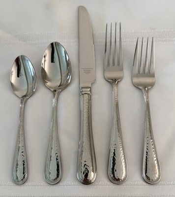 Reed & Barton DORADO Hammered Glossy Stainless 5 Pc Place Setting Silverware