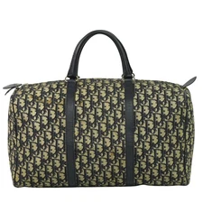 Christian Dior Trotter Navy Canvas Boston Bag Travel Purse Vintage Authentic