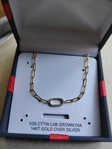 Authentic SUN + LGD Paperclip Chain Bracelet, Gold Plated 925 Sterling Silver w/ Diamonds