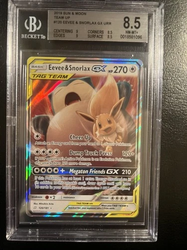 Eevee & Snorlax GX 120/181 Sm-Team Up Holo BGS 8.5 PSA