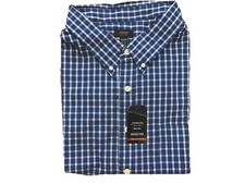 New Arrow Short Sleeve Button Down Shirt Navy Plaid Men 4XL Wrinkle Fre C5-15 