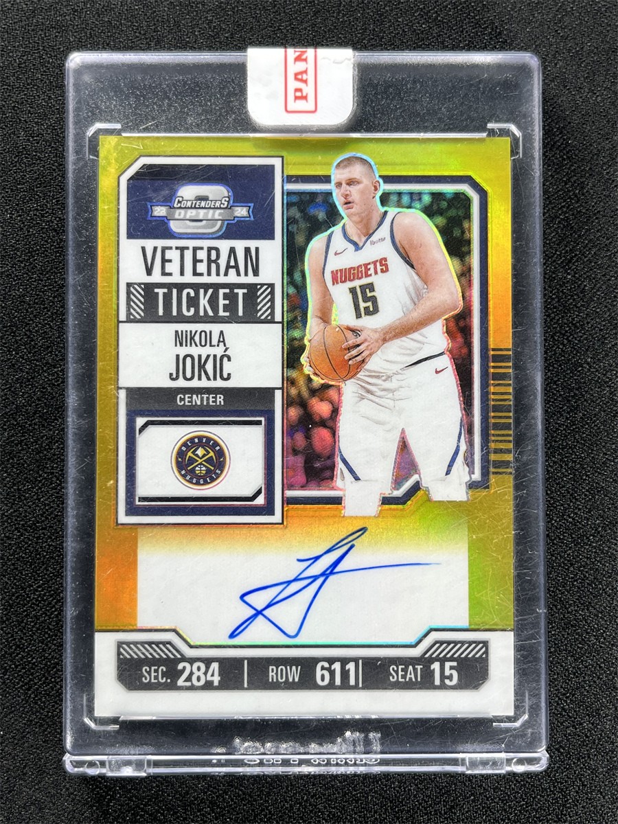2023-24 Panini Contenders Optic Nikola Jokic Gold Prizm Veteran Ticket Auto /10 view 1