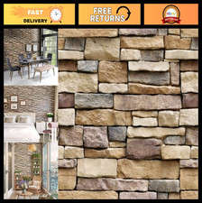 32.8ft Peel and Stick Stone Brick Wallpaper - Self-Adhesive Backsplash Decor