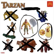 McDonald's 1999 Tarzan Happy Meal Toys Clayton and Jane 3 7 New In Package