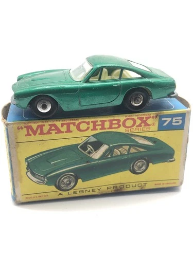 Matchbox Lesney #75 Green Ferrari Berlinetta w Original Box Vintage Toy Car VTG