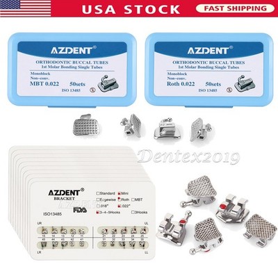 50Sets Dental Ortho 1st Molar Roth.022 Sgl Buccal Tube N-Conv Monoblock Bondable