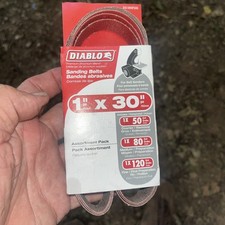 New Diablo 3Pk 1" x 30" Sanding Belt For Belt Sander Assorted Grit 50, 80, 120
