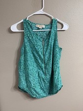 Michael Kors Women Green Floral Boho knee length Dress Petite Size S