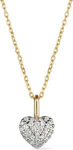 Authentic Lev Puffy Heart Necklace for Women - Paperclip Chain W/ 14K Gold Plated & Silver