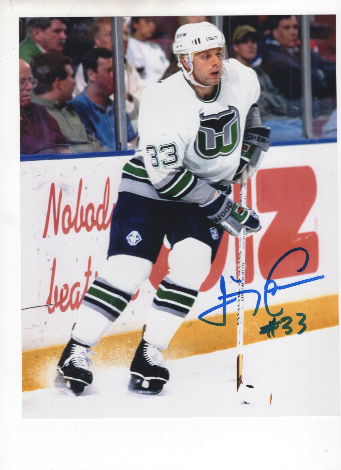 JIMMY CARSON SIGNED HARTFORD WHALERS 8x10 PHOTO
