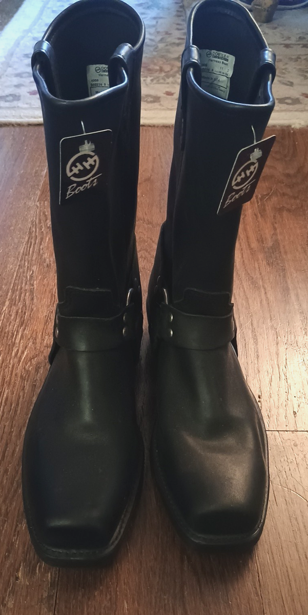 Double H 4008 Sz 9d Black Harness Motorcycle Square Toe BOOTS for