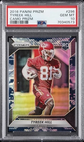 2016 PANINI PRIZM CAMO PRIZM #296 TYREEK HILL ROOKIE RC 24/25 PSA 10