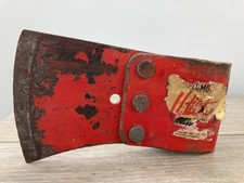 Vintage Plumb Ames Utility Single Bit Axe Wrapped Head Red Paint Original Decal