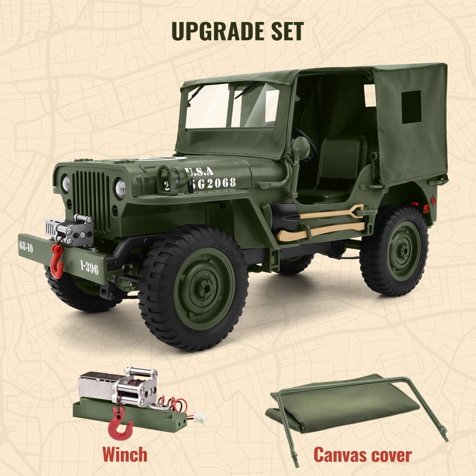 Remote Control RC Car 1/10 Off Road RC Truck Crawler Military Vehicle Hobby Toys - Image 4 of 4