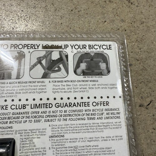 THE CLUB - Anti-Theft Security Bike Lock BC-00303 Red 3 Keys Vintage NEW - Picture 10 of 10