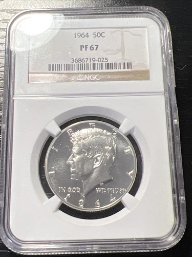 SILVER- NGC PF 67 1964 Kennedy Half Dollar 50C Silver Coin -