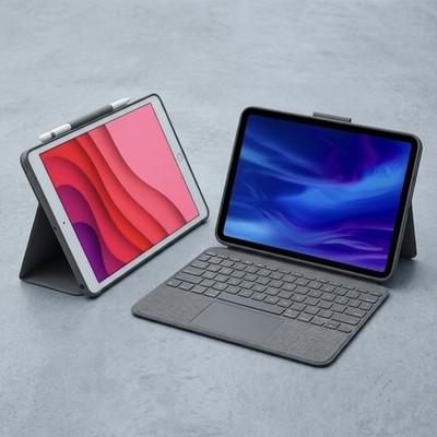Logitech Combo Touch iPad 10. Gen (2022) Tastatur Hülle Trackpad QWERTZ OVP Grau